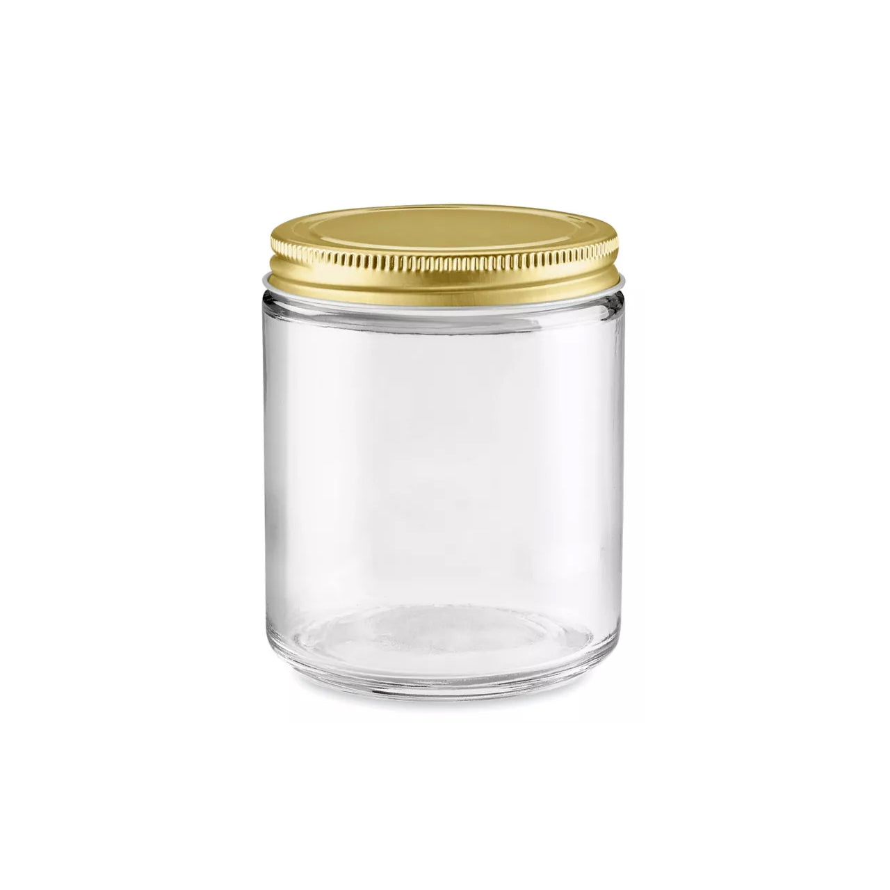 PL Candle Clear Glass 8 Oz Gold Lid