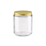 PL Candle Clear Glass 8 Oz Gold Lid