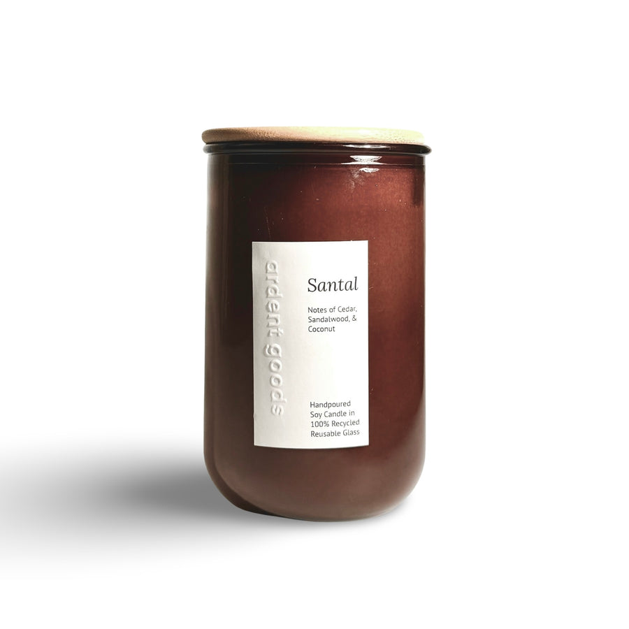 Santal Candle in Mocha Recycled Glass Vessel