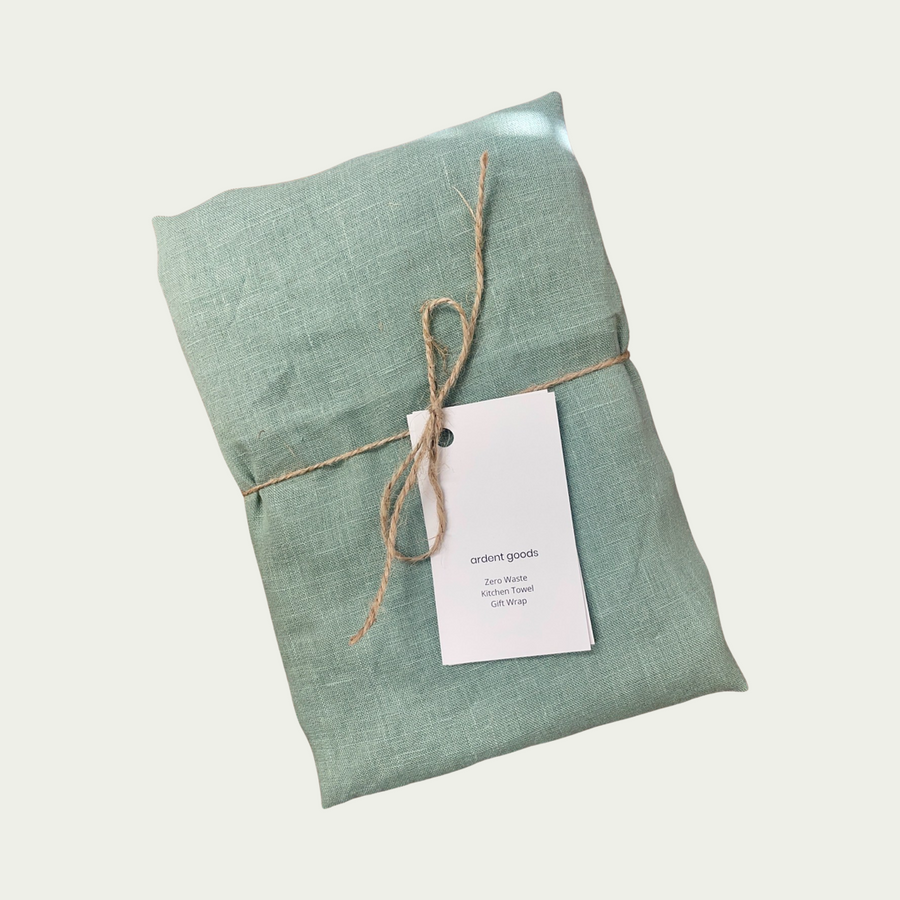 Linen Kitchen Towel Gift Wrap Set